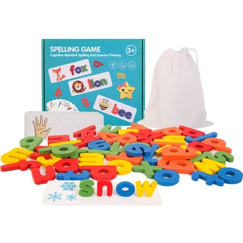 Montessori Črkuj besedo igre, Lesene Igrače, Zgodnje Učenje Jigsaw Črko Abecede Puzzle Predšolske Izobraževalne Otroške Igrače za Otroke