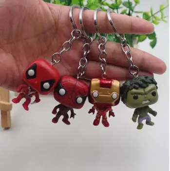 4 kos/set Igrače 4 Thanos Thor Captain America Panther Iron Man Deadpool Keychain obesek za ključe, Zbirko Igrač