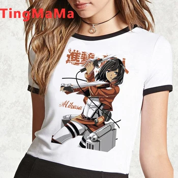 Vroče Japonski Anime Napad na Titan Majica s kratkimi rokavi Ženske Kawaii Jiyuu Ne Tsubasa Grafični Tees Risanka Levi Er T-shirt Unisex Tshirt