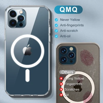 Magnetni Telefon Prozorno Ohišje Za iPhone 12 Max Pro Mini MagSafe Brezžični Shockproof Popolno Zaščito Zaščitne coque Lupini