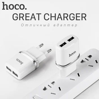 HOCO C12 Univerzalno Dvojni Polnilnik USB Polnilnik EU Priključite Prenosni za iPhone 11 XS Max Xr Samsung Xiaomi Polnjenje Dvojni Tok
