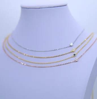 Vrhunska povezavo verige štirih barvah pravi 925pure tanko srebrno ogrlico ženske, dekleta vratu pribor en krog cz za ženske