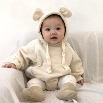 Korejski Slog Baby Bodysuits Ljubek Mali Medved Ušesa Plus Pasja Oblačila Baby Fantje Oblačila, Otroci Baby Bodysuit Girl Obleke