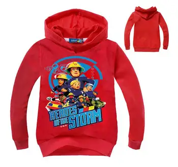 Nov Prihod Fant Sweatshirts gasilec hoodies za fante rdeči tovornjak potenje otroci, oblačila, gasilskimi modra oblačila