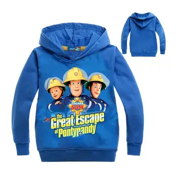 Nov Prihod Fant Sweatshirts gasilec hoodies za fante rdeči tovornjak potenje otroci, oblačila, gasilskimi modra oblačila