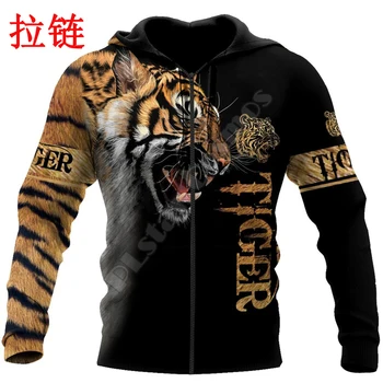 Lepa Nagrada Tiger Kože 3D Vsem Natisnjeno Unisex Deluxe Moški pulover s kapuco Zip Majica Puloverju Priložnostne Jakno, Trenirko KJ0303