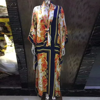 AELESEEN Plus Velikost Ohlapno Obleko Ženske 2020 vzletno-pristajalne Steze Modni Tisk Priložnostne Maxi Stranka Obleko Počitnice Muslimanskih Dolgo Obleko Vestidos