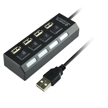 High Speed USB 2.0 Hub 4 Vrata Prenosni USB Hub 480 Mb / s Stikalo za Ločevanje Adapter periferna oprema za PC, notebook, Laptop
