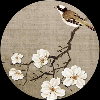 Vintage Ozadje 3D Ročno poslikano Kitajski Slog Plum Blossom Cvet Ptica Photo Steno stensko Dnevna Soba, TV, Kavč Ozadje Ozadje