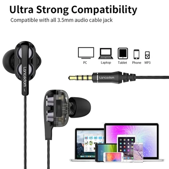Langsdom Slušalke Športne Slušalke 3.5 mm za Huawei xiaomi Gaming Slušalke Super Bass z Mic Stereo Hi-fi Čepkov fone de ouvido