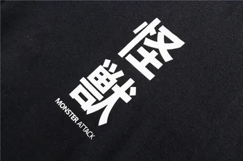 2019 SS Pošast Napad Harajuku Moške Majice s kratkimi rokavi Poletje Japonskem Slogu Smešno Monster Mačka Posadka Vratu, Kratka Sleeved Cotton Tee Majice