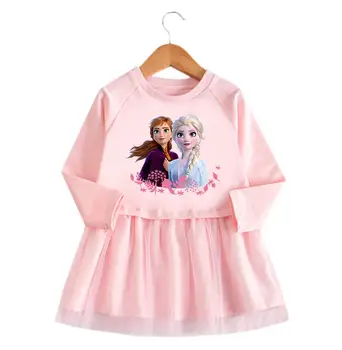 Dekle Obleko Poletje Otroci Oblačila Princesa Zamrznjene Ana Elsa Tiskanja Obleke Cosplay Kostum Stranka Rojstni Dan Otroci Oblačila