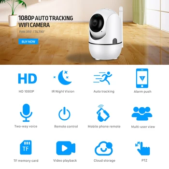 1080P 360-stopinjski Brezžični Baby Monitor WiFi Jok Alarm Varnosti IP Kamera, WiFi Varuška Fotoaparat, Nočna Vizija, Video Nadzor, CCTV