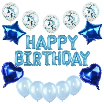 Roza Modra Birthday Balon Komplet Dekorativnih Pismo Folijo Trebušaste Latex Konfeti Globos Otroci Odrasli, Fant Dekle Rojstni Dan Dobave