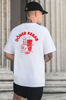 Moda za Moške Smešno Belega T-shirt Doner Kebab Ženske Kratek Rokav T Shirt Nekaj Tees Ulične Letnik Harajuku Vrhovi Oblačila