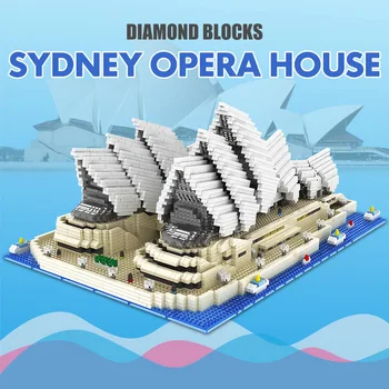 4131PCS Diamond Mini Opeke Slavni Mesto Arhitekturo Sydney Opera House Model Stavbe BlocksToy Za Darilo Otrok
