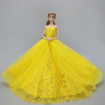 Rumena Ročno Poročno Obleko Za Barbie Lutke Obleke 1/6 Princesa Večer Stranka Žogo Dolgo Krilo Obleke Poročne Obleke Pribor