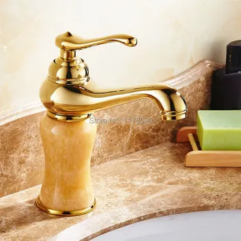 Evropski slog zlato vse-baker kopalnica pipo,Gilded marmorja bazena pipo,Naravne jade vroče in hladno mešalnik tapnite,J16922