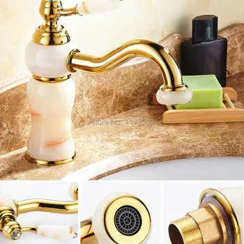 Evropski slog zlato vse-baker kopalnica pipo,Gilded marmorja bazena pipo,Naravne jade vroče in hladno mešalnik tapnite,J16922