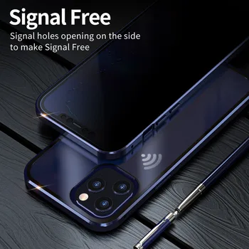 Anti Glare Magnetno Ohišje Za iPhone Mini 12 11 Pro MAX Coque SE 2020 XS XR 8 7 6 Zasebnost Zaslon Stekla, Pokrov Metal Odbijača Primerih
