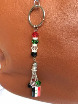 Syrien Siriji ogrlica zastavo Keychain avtomobilske ključe obesek Crystal kroglice Sirske lady vrečko keyring Zemljevid dobra darila Syrie banner