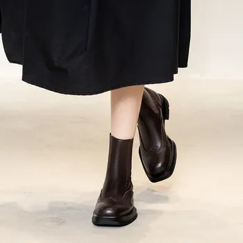 FEDONAS 2020 Padec Čevlji Ženske Škornji S Petami Resnično Letaher Visoke Pete Škornji Škornji Stranka Urad Dama Ženska, Čevlji