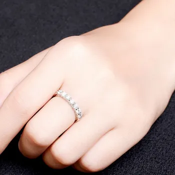 0.7 ctw 3 mm DF Krog Cut Engagement&Poročni Moissanite Lab Zrasla Diamond Band Ring Sterling Silver za Ženske