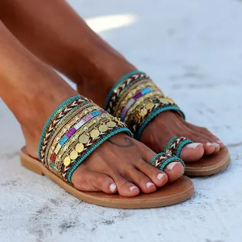 Ženske Mali Sandali Flip-Flops Ročno Grški Slog Boho Flip Flop Sandali Ulične Modni Čevlji Ženske Chaussures Femme