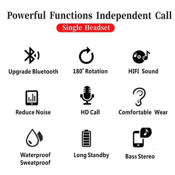Lenovo - HX106 Uho Kavelj Podjetja Bluetooth, Brezžične Slušalke, Brezžične Slušalke, Bluetooth 5.0 Zmogljivosti z Mikrofonom