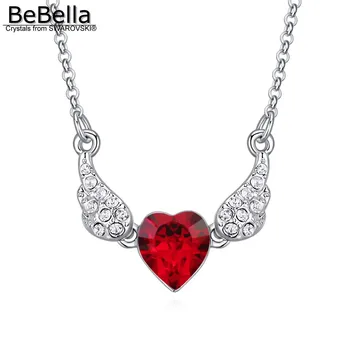 BeBella elegantna krila srce ogrlico, obesek, Kristali Swarovski modni nakit za ženske dekle rojstni dan, Valentinovo darilo