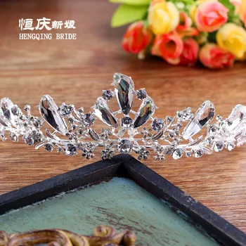Luksuzni iskrenje poroka poročni krono krasen nosorogovo cvet lase band tiara glavo nakit, pribor za lase tiara de noiva