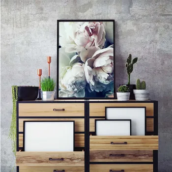 Nordijska Elegantno Bloom Peony Cvet Platno Slikarstvo Cvet Plakatov Tiskanje Quadros Stenskih Slikah, Dnevna Soba Doma Dekor Cuadros