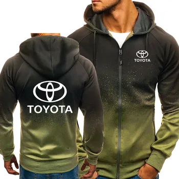 Hoodies Moških Toyota Avto Logotip Tiskanja Priložnostne HipHop Harajuku Gradient barve Hooded Runo Sweatshirts zadrgo Jakna Moški Oblačila