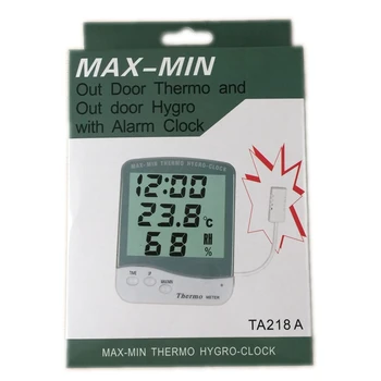 LCD Gospodinjski Temperatura Vlažnost Meter V/na Prostem MAX-MIN Termometer, Higrometer Budilka 1,5 M Kabla Tipala S Paket