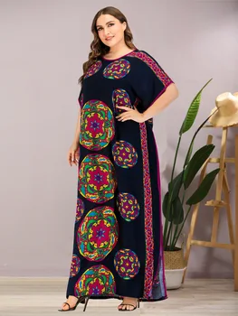 Ženske Priložnostne batwing Rokav Tiskanja Obleko maxi plus velikost afriške dashiki svoboden abaya tam kaftan ramadana haljo maroški obleke VKDR2121