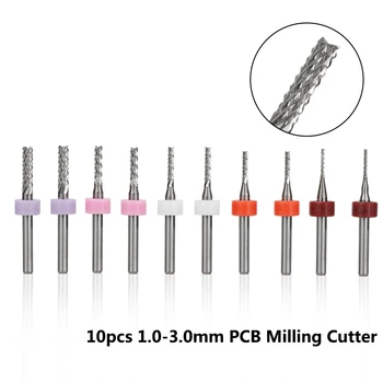 10pcs 1.0-3.0 mm Karbida Koncu Rezkanje Rezalnik PCB Rezkanje Rezalnik Koruza Engrving Malo CNC Usmerjevalnik Bitov End Mill za PCB Stroj