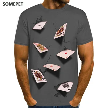 Somepet Poker T shirt Igralne Karte Obleke igre na Srečo Srajce Las Vegas Tshirt Oblačila Vrhovi Moških Smešno 3d t-shirt