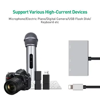 MeloAudio za Strele z Dvojno USB 3.0 Camera Adapter OTG Kabel s Polnjenjem Vrata Podporo U Disk za iPhone, iPod,Št App Potrebno