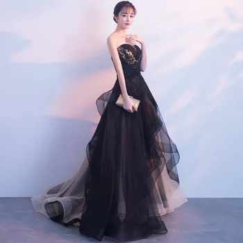 Haljo De Soiree 2020 Ženske seksi črne Večerne Obleke brez naramnic Elegantne Tiste vezenine Stranka maturantski halje plemenito dolgo Gostiteljice Obleko