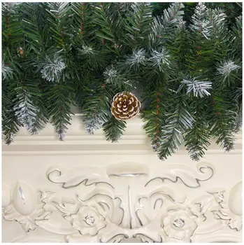 2.7 M Božič Rattan Garland Zeleni Umetni Xmas Tree Rattan Visi Venec Okraski z Borovim Cone Dekorativni DIY Transparenti
