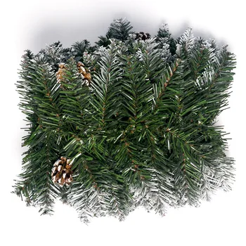2.7 M Božič Rattan Garland Zeleni Umetni Xmas Tree Rattan Visi Venec Okraski z Borovim Cone Dekorativni DIY Transparenti