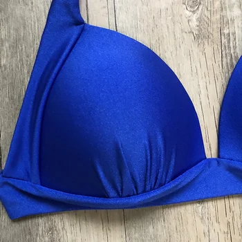 Seksi Modro Zlato Žigosanje Kopalke Tangice Ženske Povoj Bikini Komplet Povodcem Push Up Kopalke Podložen Modrček 2020 Ženske Kopalke