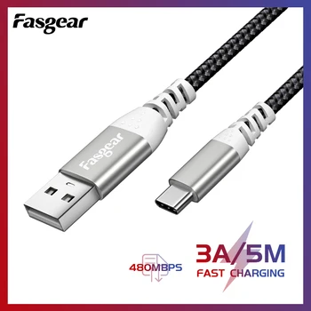 Fasgear USB Tip C Kabel za Samsung S9 S10 3A Hitro Polnjenje prek kabla USB Tip-C Polnilnik Podatkovni Kabel za Xiaomi LG Huawei USB-C Cabo Žice