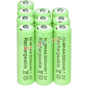 10x baterije AA baterije Večino Nikelj-Hidridne Polnilne baterije NI-MH 3000mAh 1,2 V Zeleno