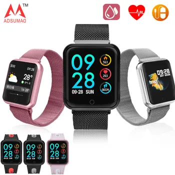 Pametno gledati P68 band IP68 vodotesen smartwatch Dinamično srčni utrip, krvni tlak zaslon za iPhone, Android, Šport za Zdravje gledati
