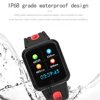 Pametno gledati P68 band IP68 vodotesen smartwatch Dinamično srčni utrip, krvni tlak zaslon za iPhone, Android, Šport za Zdravje gledati