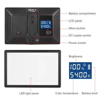 Viltrox L116B Ultra-tanek 5400K Zatemniti LED Video Luč Fotografija Razsvetljavo Fill Light w/Napajalnik za Kamere