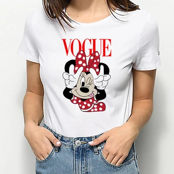 Disney Fashion majica s kratkimi rokavi Ženske Mickey Mouse Risanka Poletnih Vrh Evropske Ulzzang Estetska Oblačila Dekleta, Lahko Naredijo Karkoli Hipster