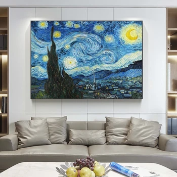 Van Gogh Zvezdnato Noč Platna Slike na Steni Umetnosti Plakatov in Fotografij Znanih Umetnosti Impresionizem Slike za Steno dnevne Sobe