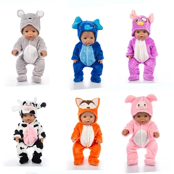 2020 Nove Živali jumpsuits+čevlji, Primerni 17 palčni 43 cm RompersDoll Oblačila Rojen Baby Doll Obleko Obleka Za Otroka, Rojstni dan Festivala Darilo